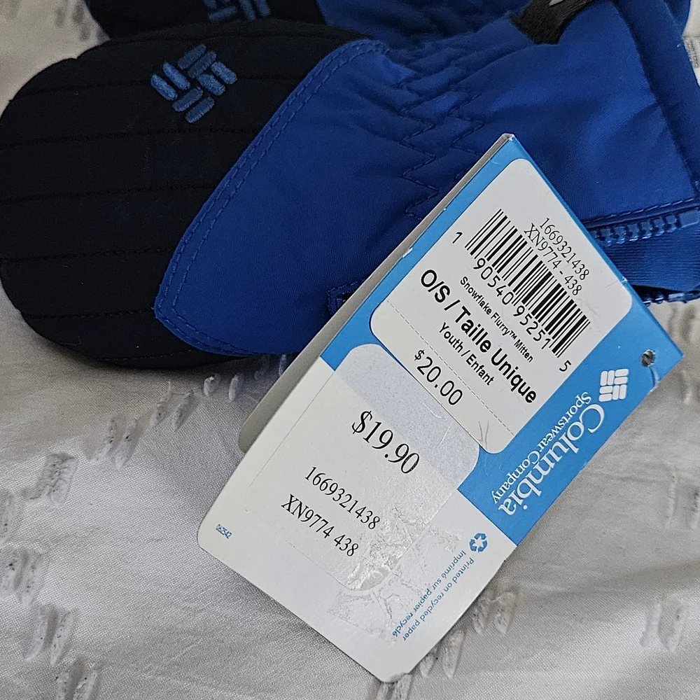 Columbia Baby/youth Blue and Black Mittens